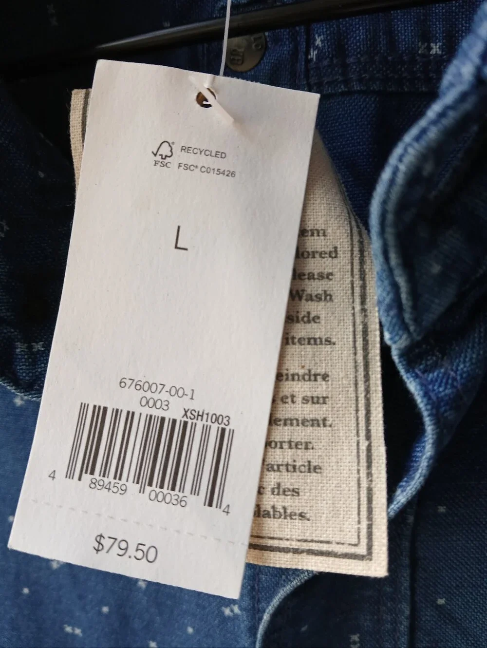 Banana Republic Snap Front Shirt Indigo Men's Large NWT